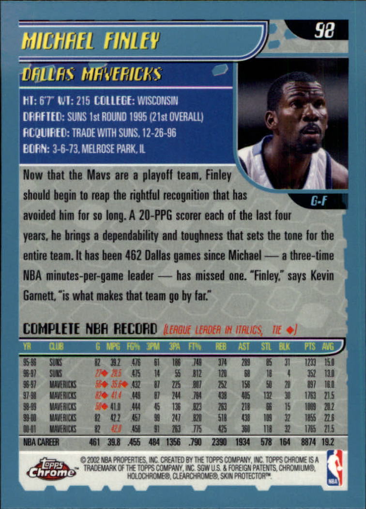 2001-02 Topps Chrome Basketball Card Pick - Picture 169 of 293