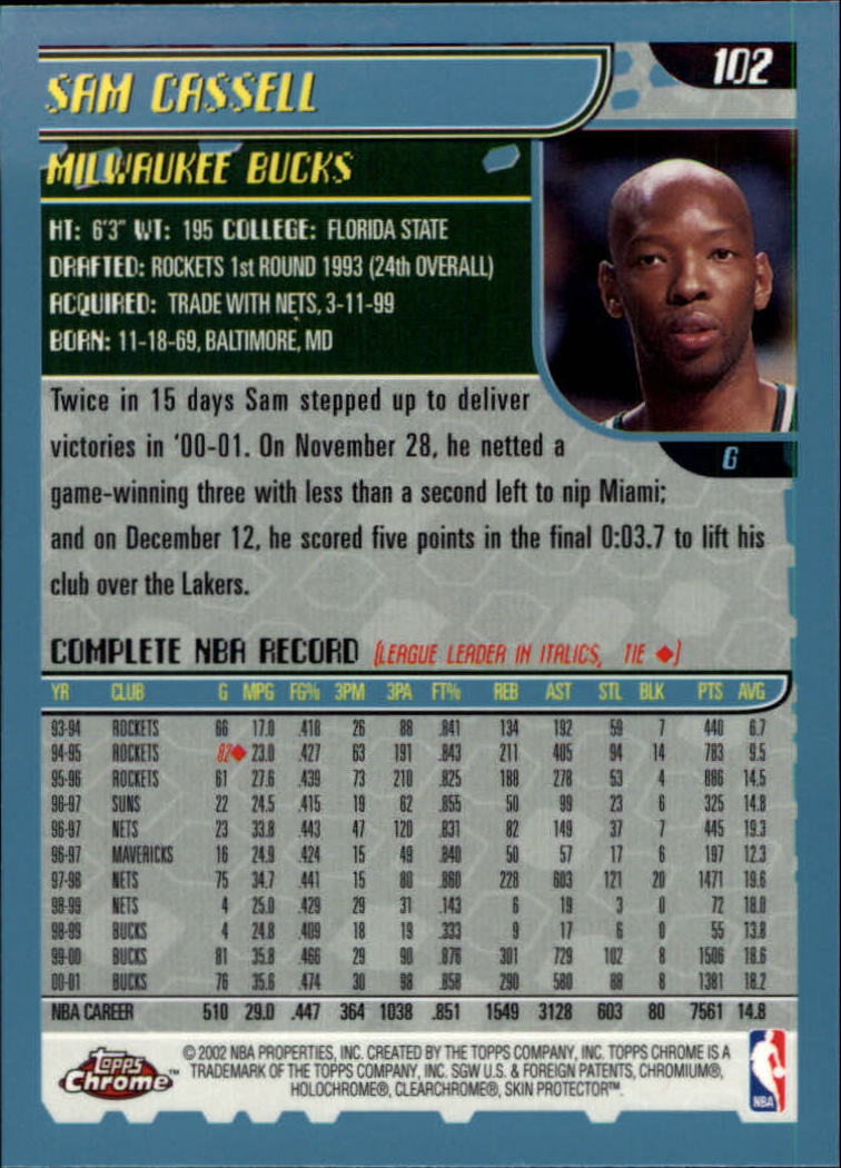 2001-02 Topps Chrome Basketball Card Pick - Picture 177 of 293