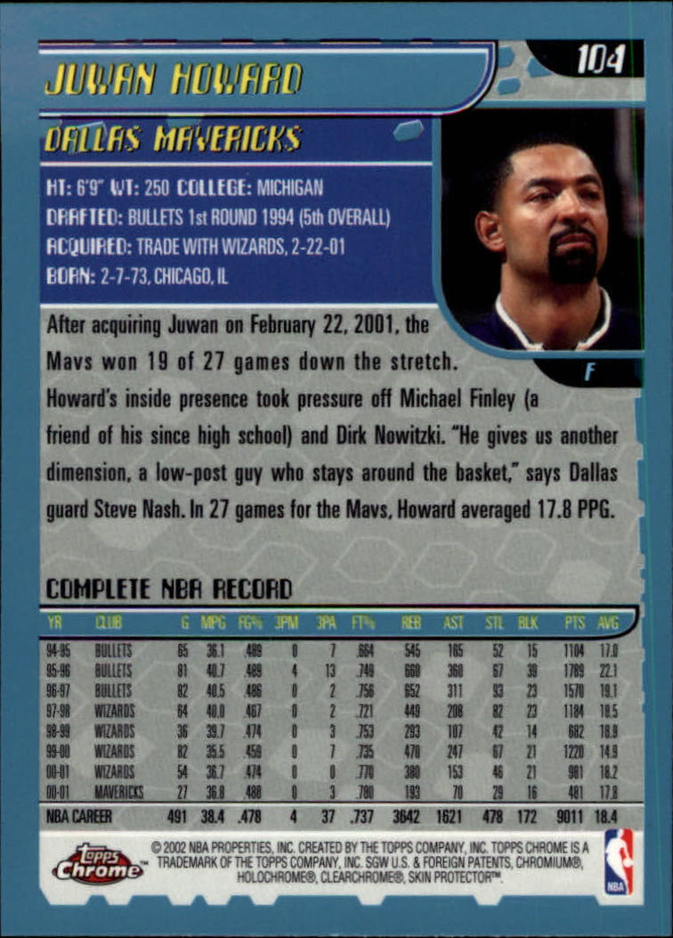 2001-02 Topps Chrome Basketball Card Pick - Picture 181 of 293