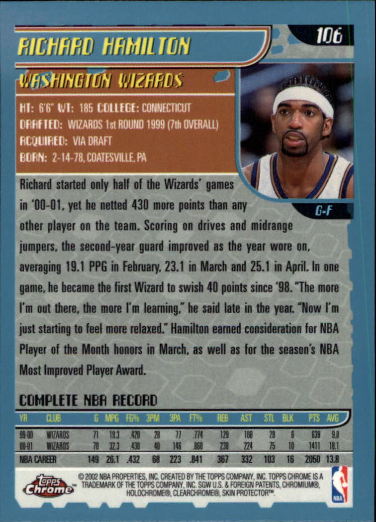 2001-02 Topps Chrome Basketball Card Pick - Picture 185 of 293