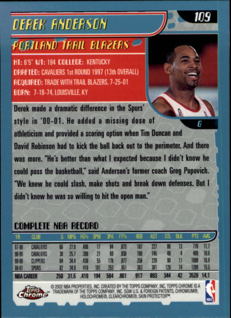 2001-02 Topps Chrome Basketball Card Pick - Picture 191 of 293
