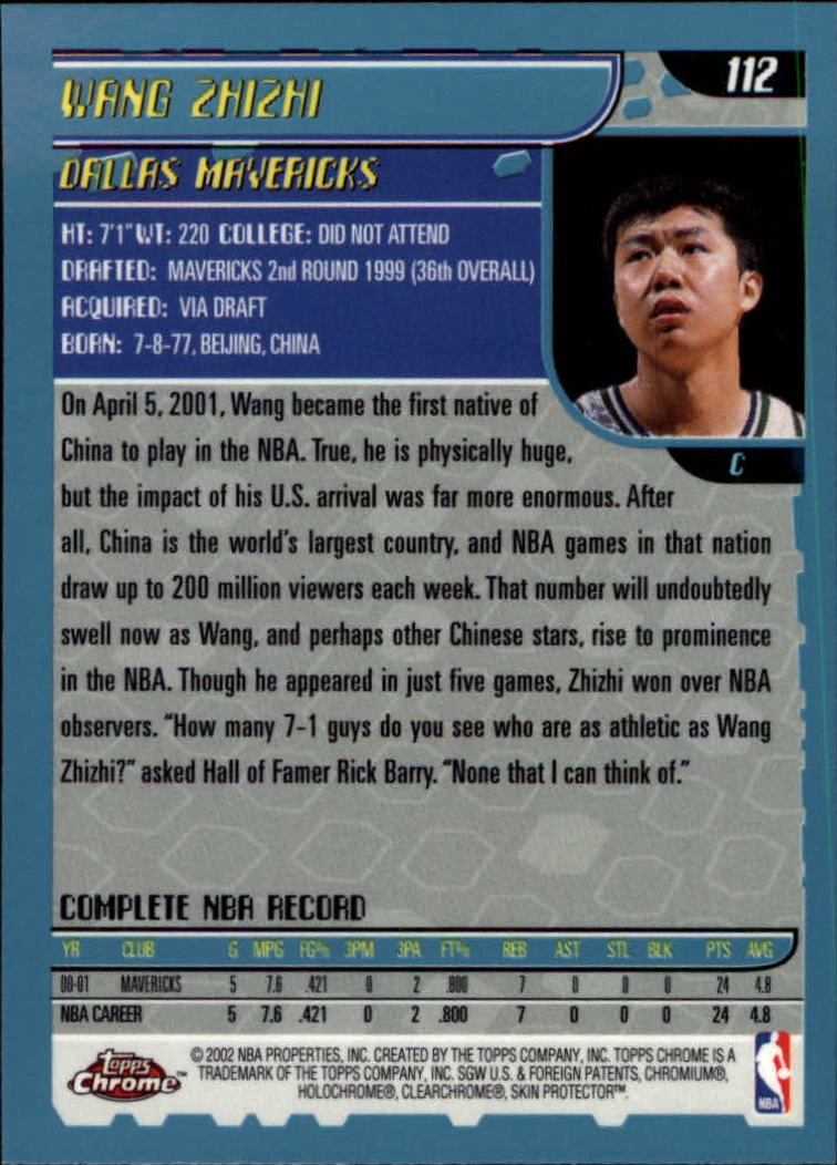 2001/2002 Topps Chrome Basketball Part 1 Main Set Cards - Picture 219 of 321