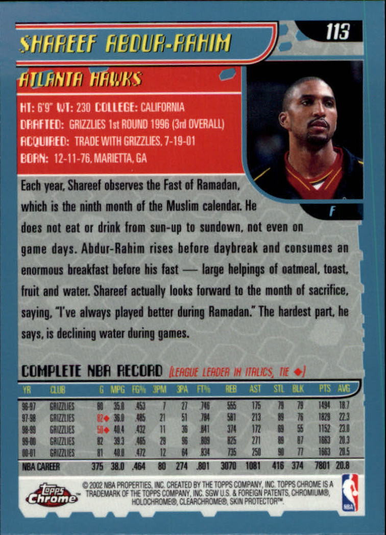 2001-02 Topps Chrome Basketball Card Pick - Picture 197 of 293