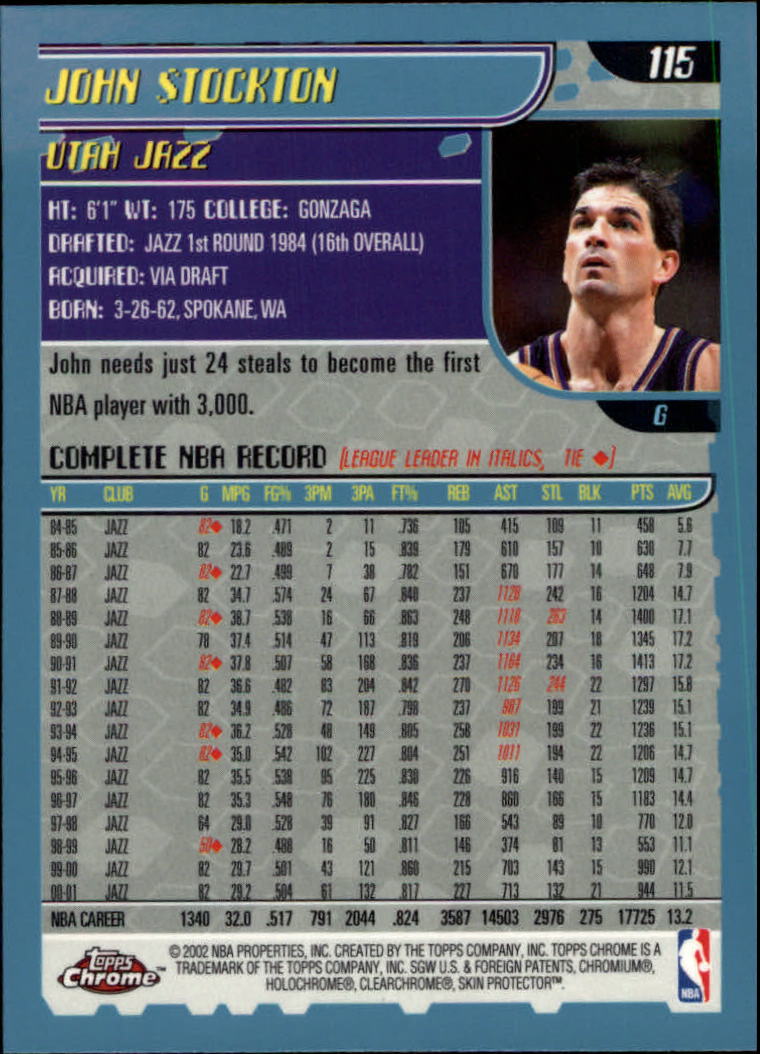 2001/2002 Topps Chrome Basketball Part 1 Main Set Cards - Picture 225 of 321