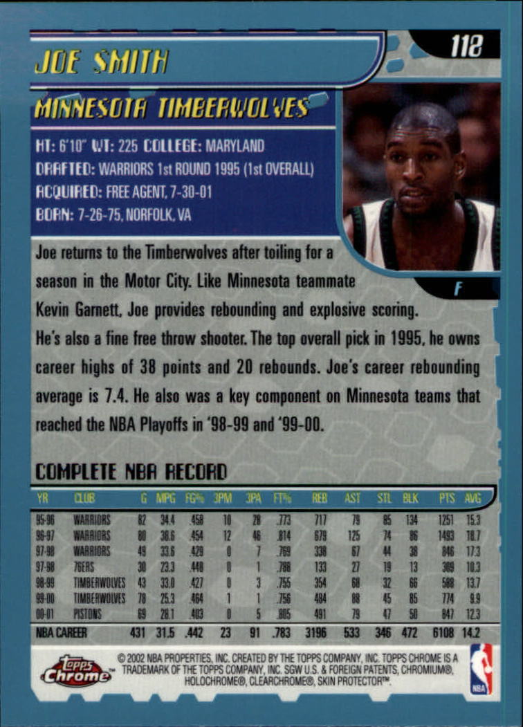 2001-02 Topps Chrome Basketball Card Pick - Picture 205 of 293