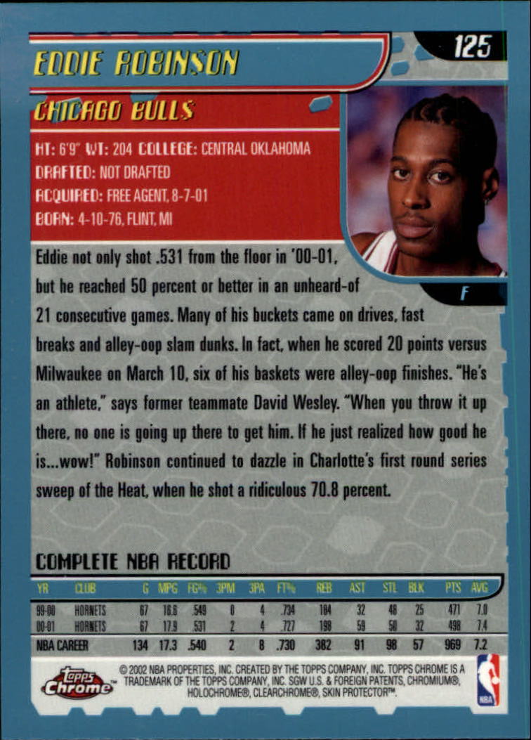 2001-02 Topps Chrome Basketball Card Pick - Picture 219 of 293