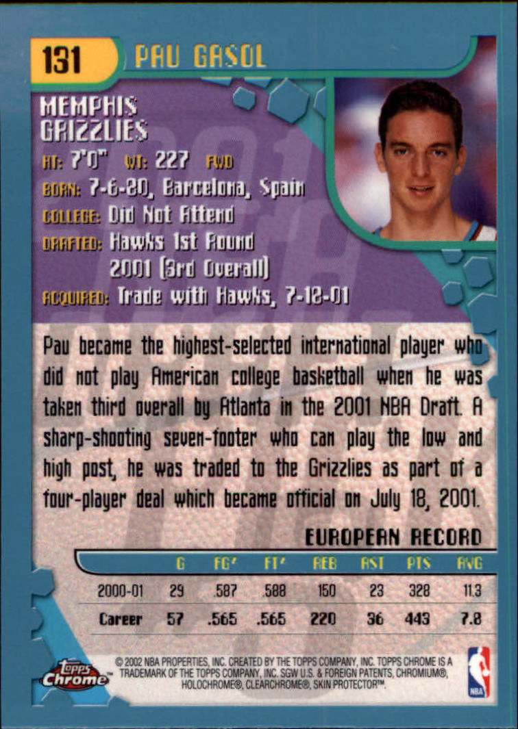 2001/2002 Topps Chrome Basketball Part 1 Main Set Cards - Picture 257 of 321