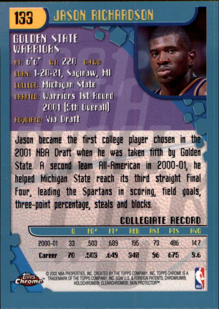 2001-02 Topps Chrome Basketball Card Pick - Picture 233 of 293