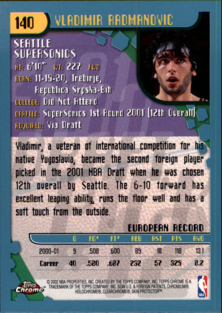 2001-02 Topps Chrome Basketball Card Pick - Picture 245 of 293
