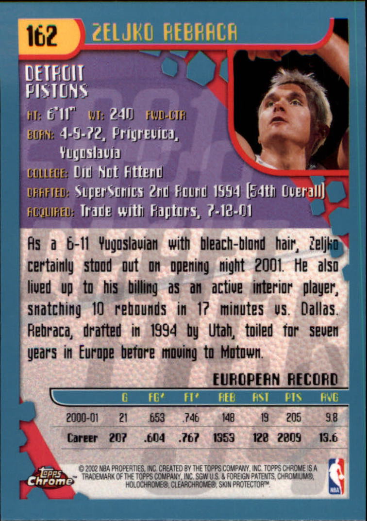 2001-02 Topps Chrome Basketball Card Pick - Picture 287 of 293