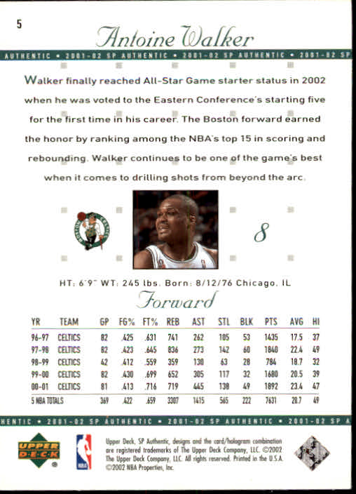 2001-02 SP Authentic Basketball Card Pick - Picture 11 of 224