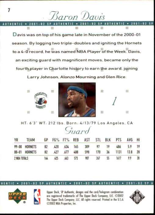 2001-02 SP Authentic Basketball Card Pick - Picture 15 of 224
