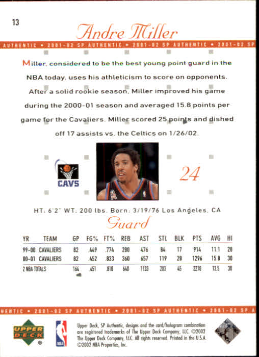 2001-02 SP Authentic Basketball Card Pick - Picture 25 of 224