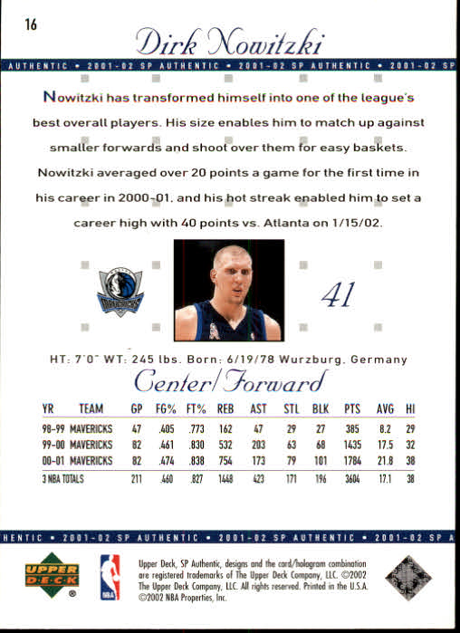 2001-02 SP Authentic Basketball Card Pick - Picture 31 of 224