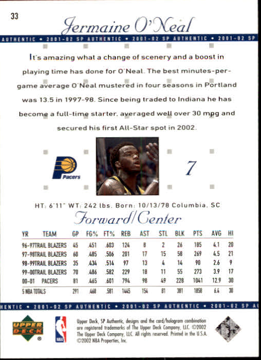 2001-02 SP Authentic Basketball Card Pick - Picture 65 of 224