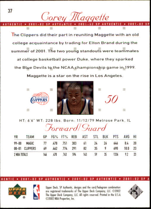 2001-02 SP Authentic Basketball Card Pick - Picture 73 of 224