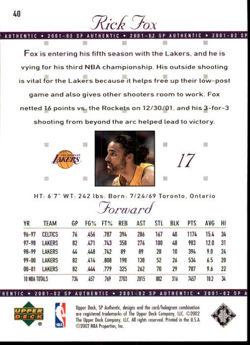 2001-02 SP Authentic Basketball Card Pick - Picture 79 of 224