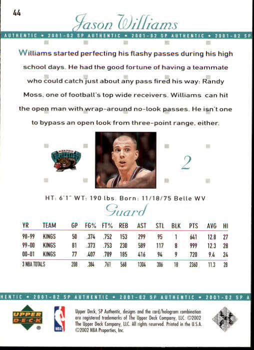 2001-02 SP Authentic Basketball Card Pick - Picture 87 of 224