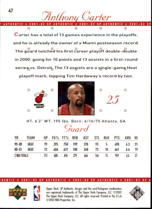2001-02 SP Authentic Basketball Card Pick - Picture 93 of 224