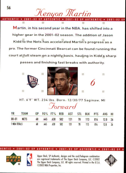 2001-02 SP Authentic Basketball Card Pick - Picture 111 of 224