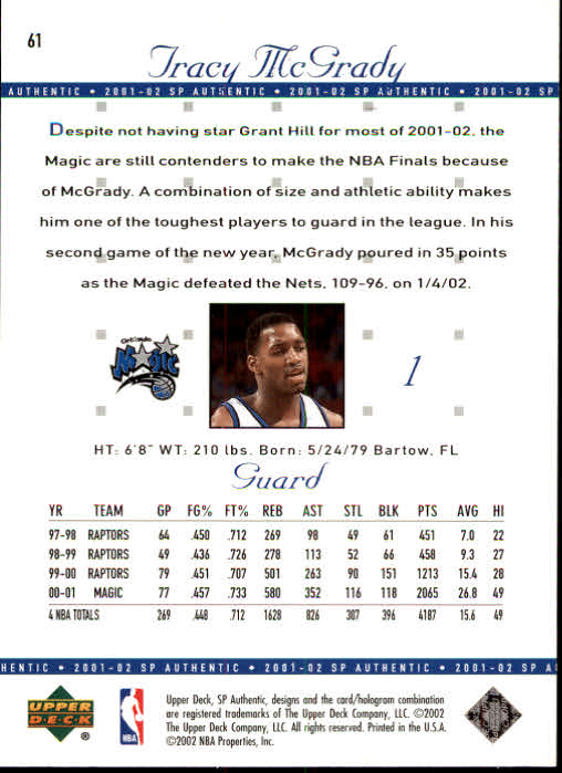 2001-02 SP Authentic Basketball Card Pick - Picture 121 of 224