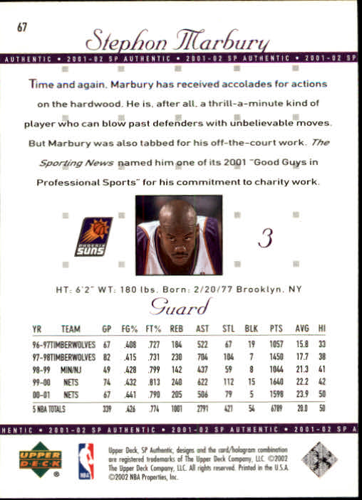 2001-02 SP Authentic Basketball Card Pick - Picture 133 of 224