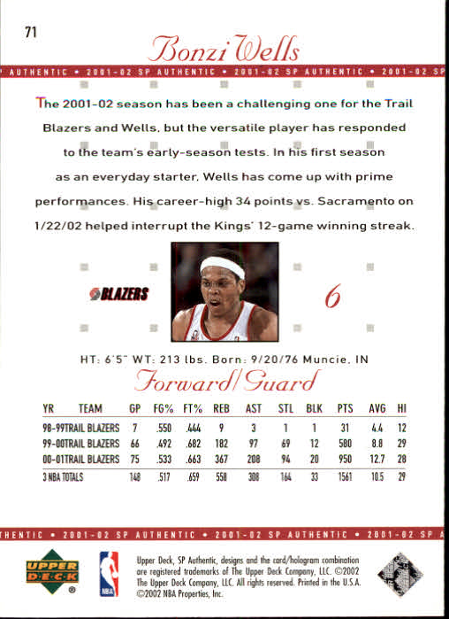 2001-02 SP Authentic Basketball Card Pick - Picture 141 of 224
