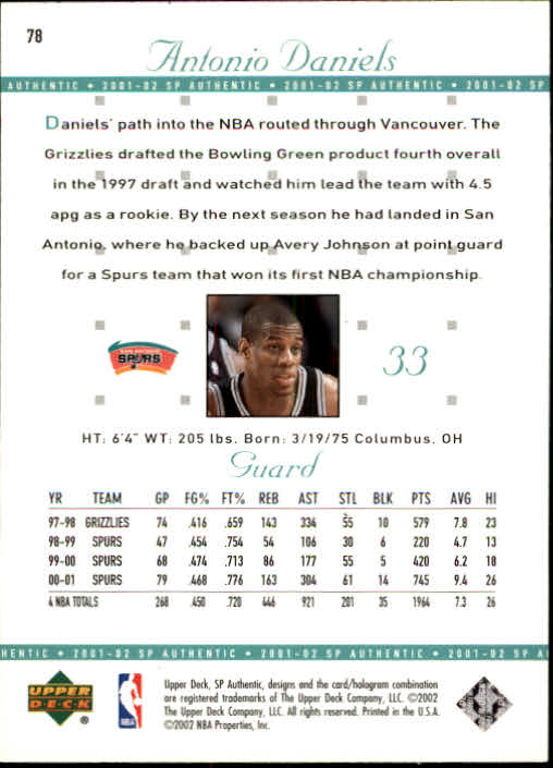 2001-02 SP Authentic Basketball Card Pick - Picture 155 of 224