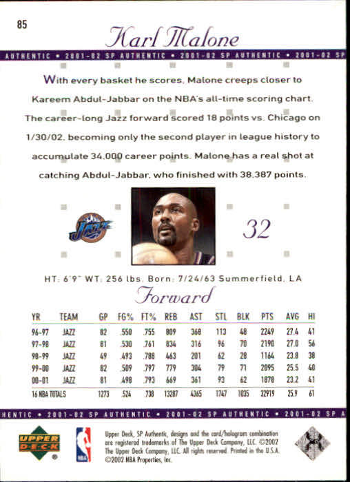 2001-02 SP Authentic Basketball Card Pick - Picture 169 of 224