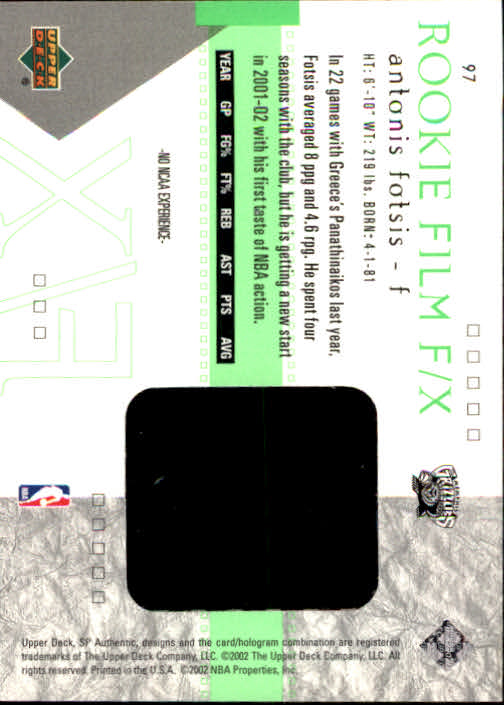 2001-02 SP Authentic Basketball Card Pick - Picture 183 of 224