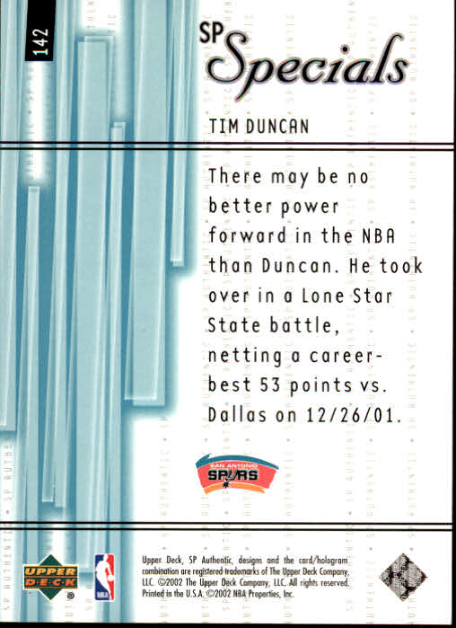 2001-02 SP Authentic Basketball Card Pick - Picture 192 of 224