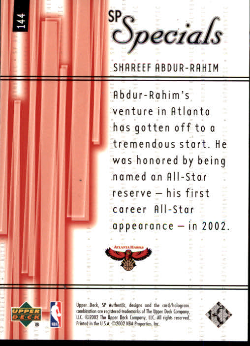 2001-02 SP Authentic Basketball Card Pick - Picture 196 of 224