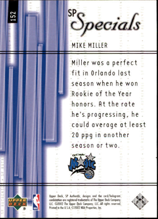 2001-02 SP Authentic Basketball Card Pick - Picture 210 of 224