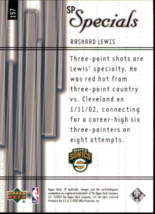 2001-02 SP Authentic Basketball Card Pick - Picture 218 of 224