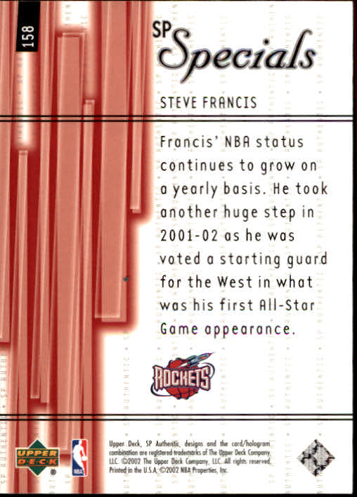 2001-02 SP Authentic Basketball Card Pick - Picture 220 of 224