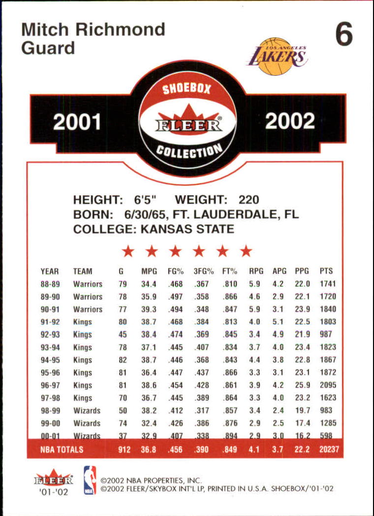 2001/2002 Fleer Shoebox Basketball - Picture 13 of 296