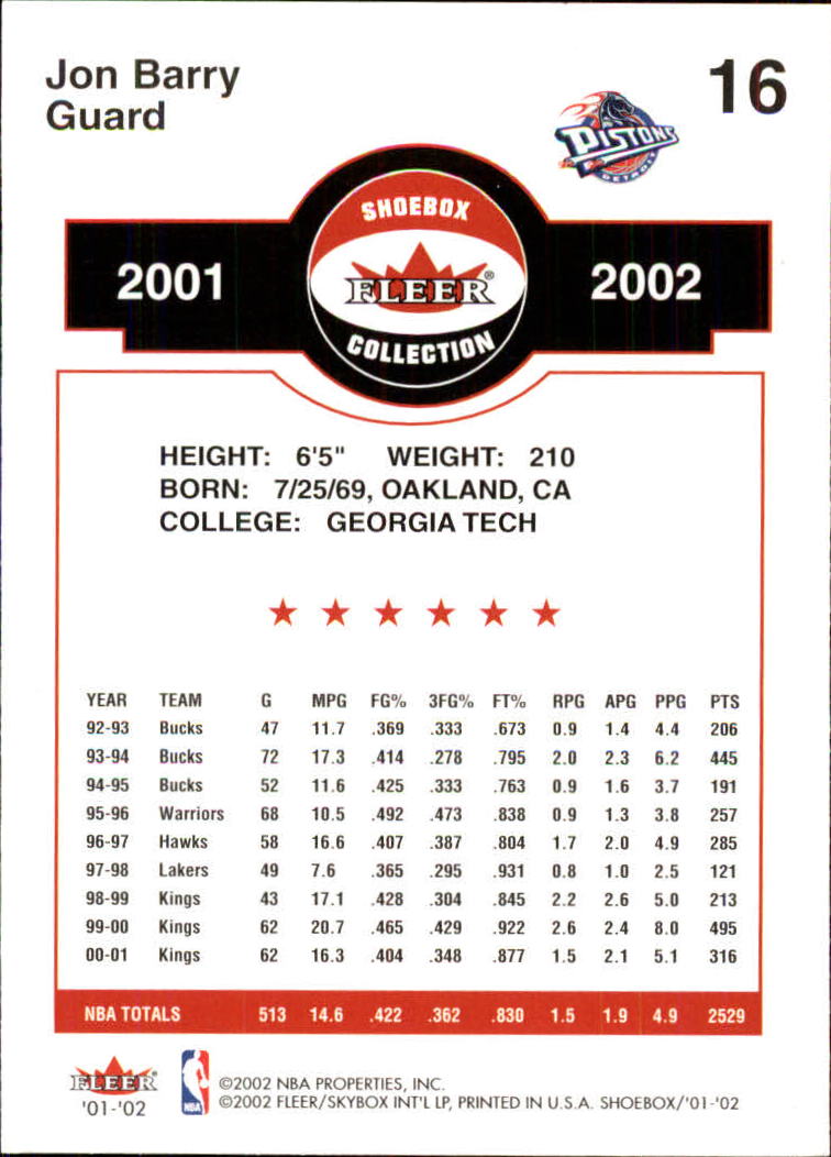 2001/2002 Fleer Shoebox Basketball - Picture 31 of 296