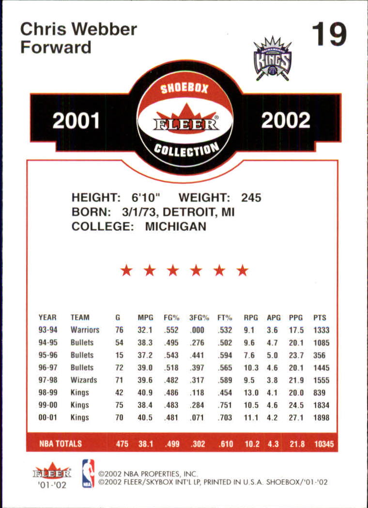 2001/2002 Fleer Shoebox Basketball - Picture 37 of 296