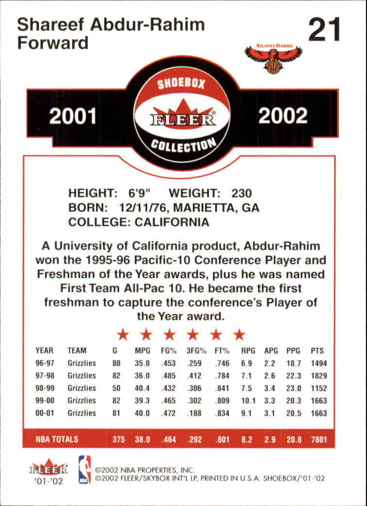 2001/2002 Fleer Shoebox Basketball - Picture 39 of 296