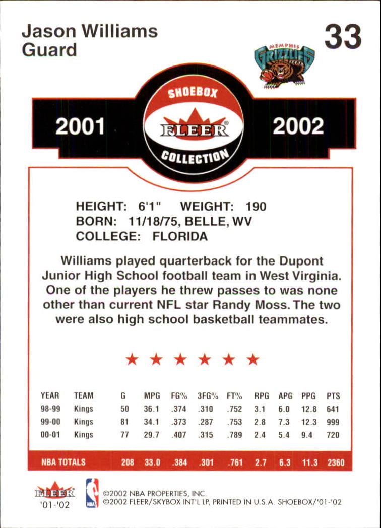 2001/2002 Fleer Shoebox Basketball - Picture 63 of 296