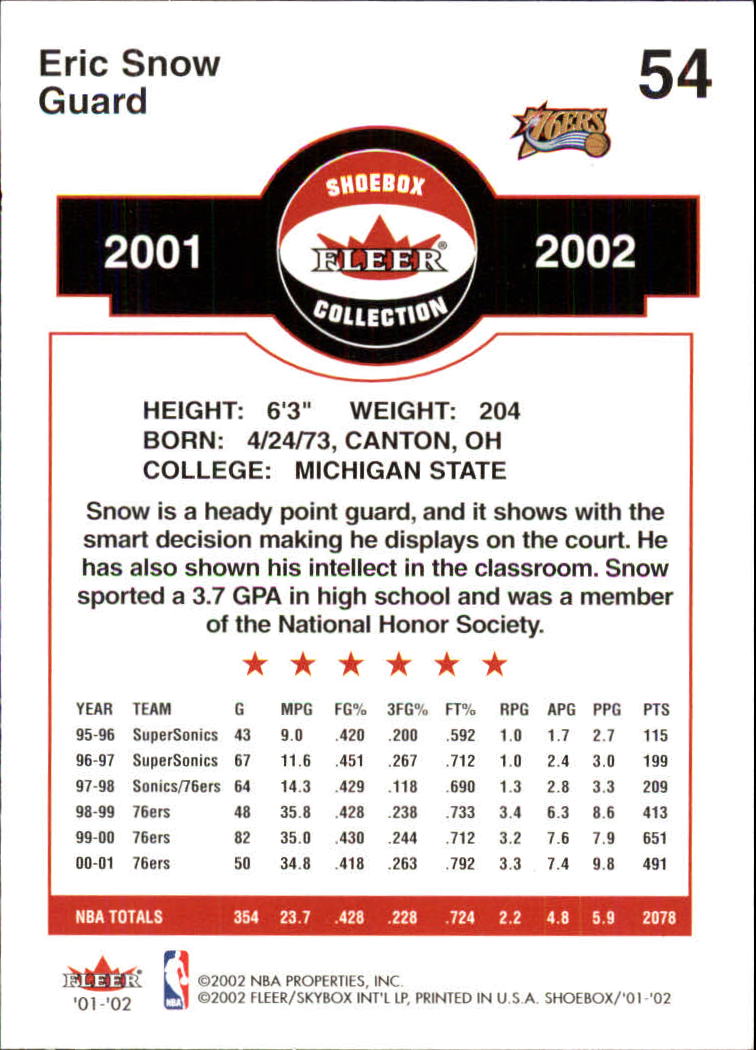 2001/2002 Fleer Shoebox Basketball - Picture 99 of 296
