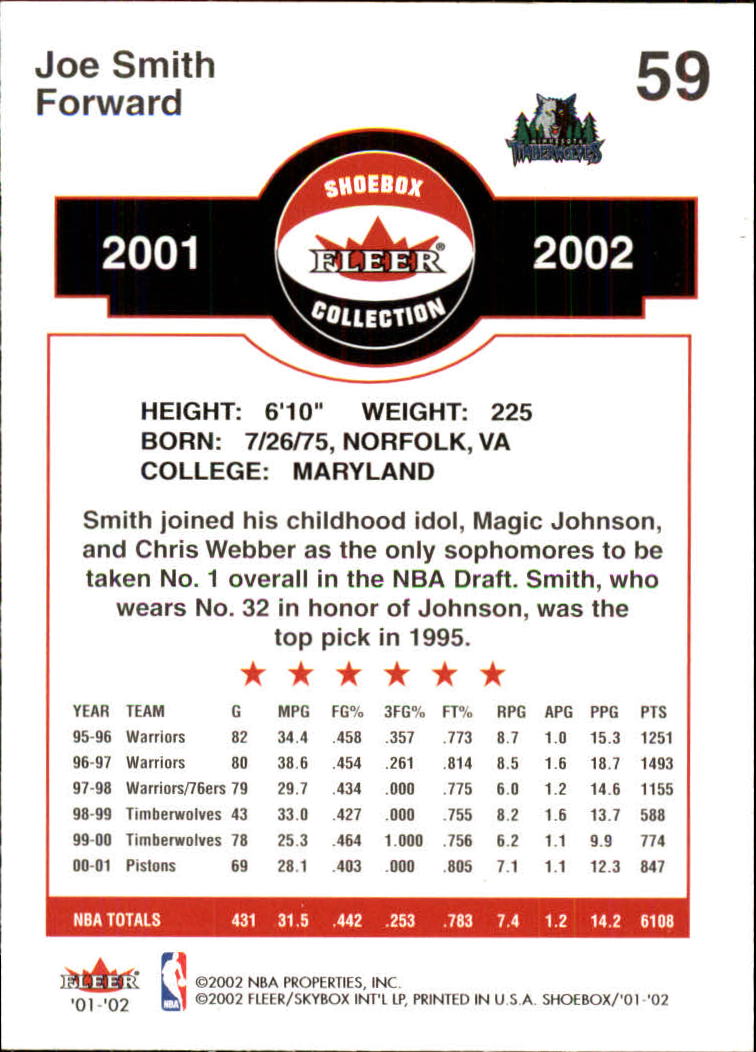 2001/2002 Fleer Shoebox Basketball - Picture 105 of 296