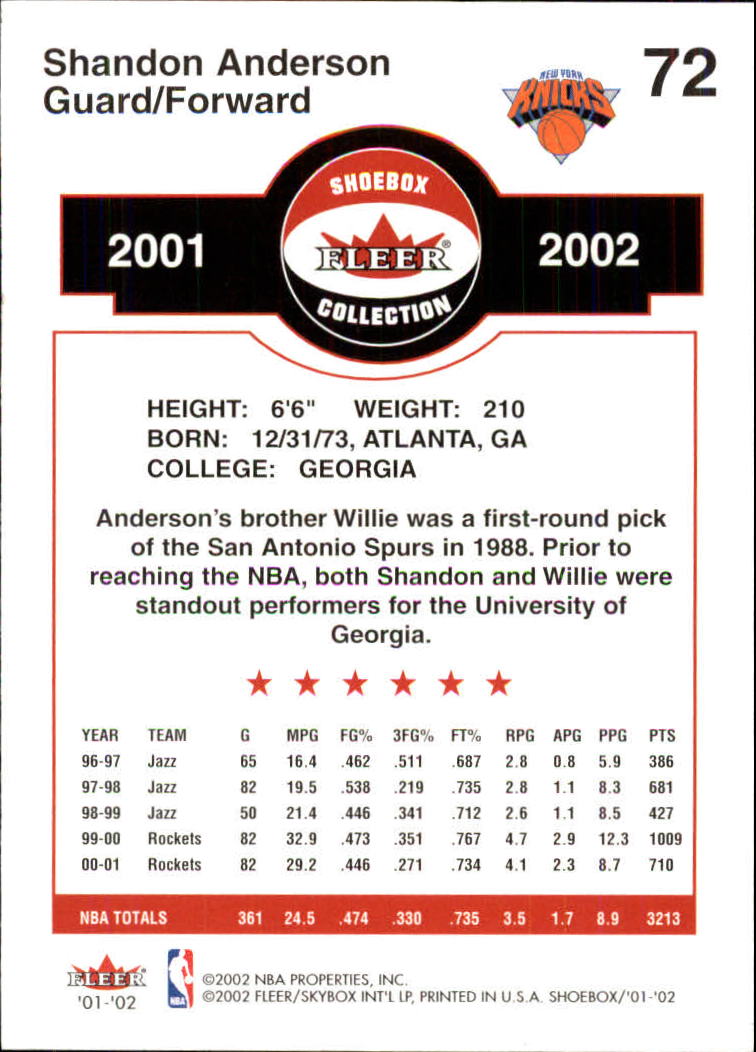 2001/2002 Fleer Shoebox Basketball - Picture 129 of 296