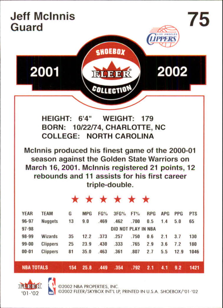 2001/2002 Fleer Shoebox Basketball - Picture 135 of 296