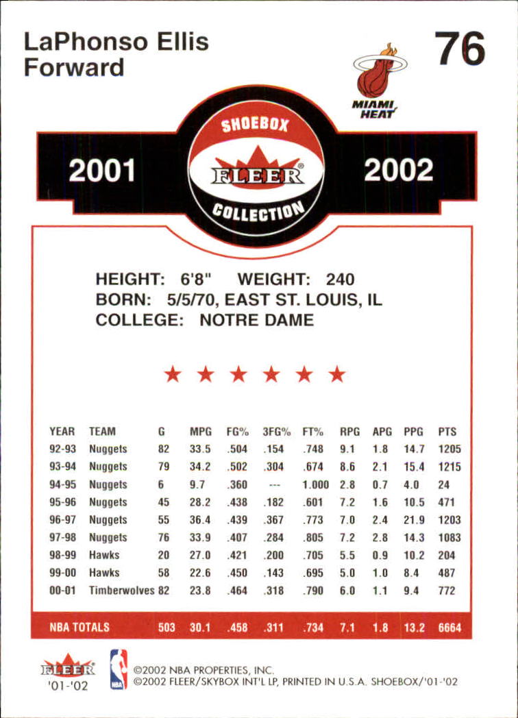 2001/2002 Fleer Shoebox Basketball - Picture 137 of 296