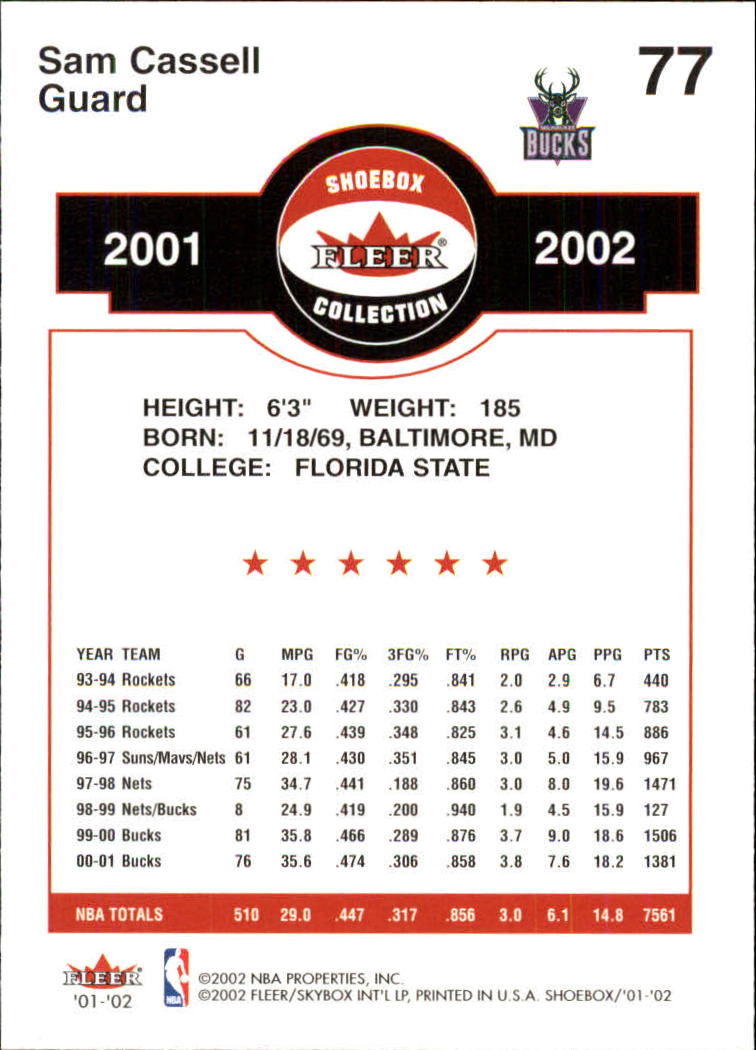 2001/2002 Fleer Shoebox Basketball - Picture 139 of 296