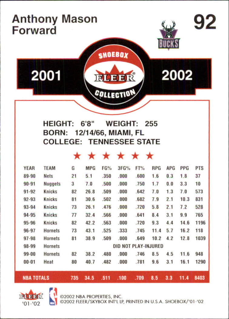 2001/2002 Fleer Shoebox Basketball - Picture 167 of 296