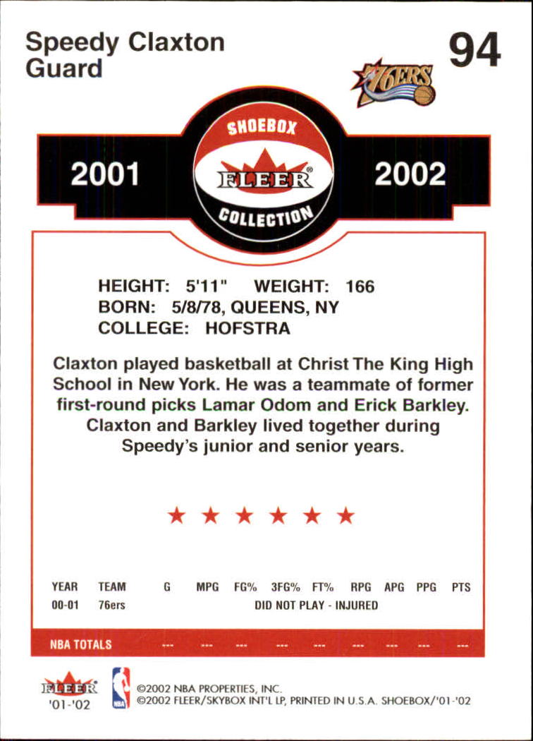 2001/2002 Fleer Shoebox Basketball - Picture 171 of 296