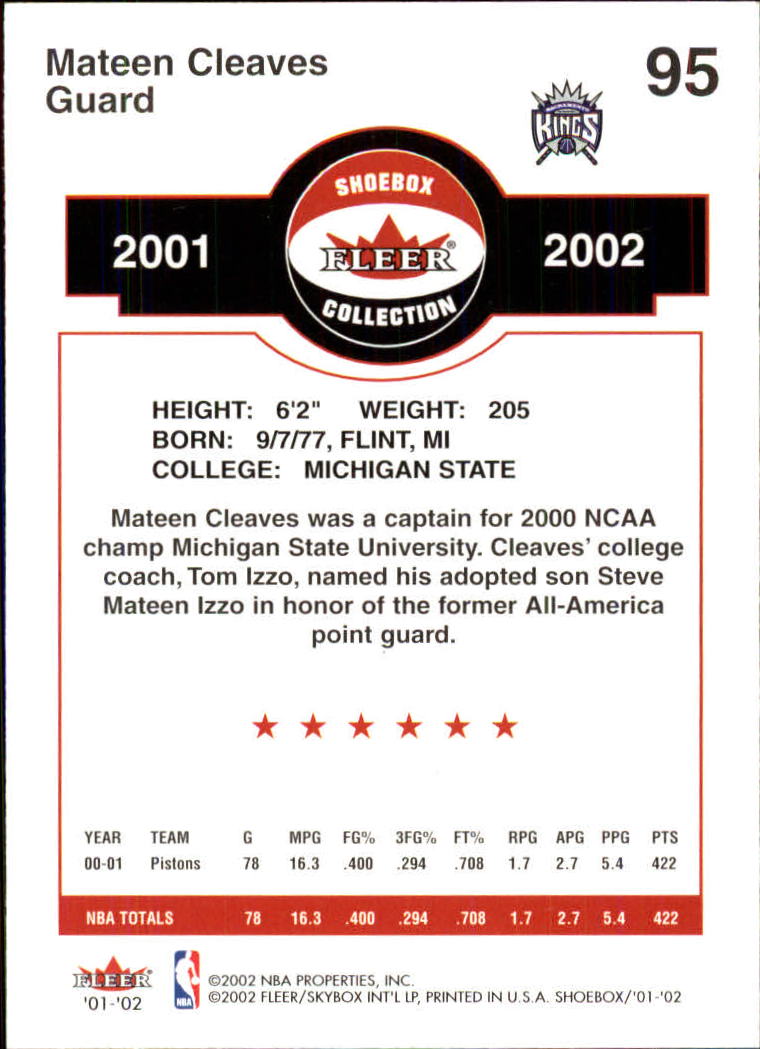 2001/2002 Fleer Shoebox Basketball - Picture 173 of 296
