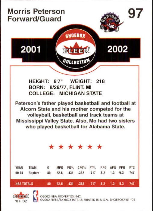 2001/2002 Fleer Shoebox Basketball - Picture 177 of 296